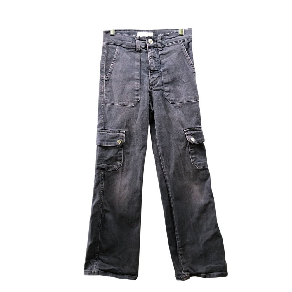 Zara Girls 11-12 Cargo Jeans Purple Vintage Wash Baggy Loose Wide Leg